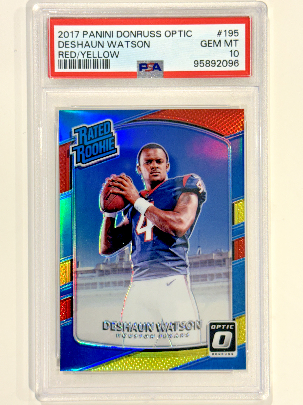 2017 Panini Optic Deshaun Watson Red Yellow Rated Rookie #195 PSA 10