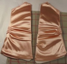 Fingerless Driving Gloves Mitts Wedding Prom Stretch Satin Peach Pink