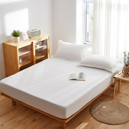 100% Cotton Fitted Bed Sheet Thick Mattress Cover Protective Cover Queen King - Bild 14 von 19