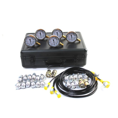 Hydraulic Pressure Test Kit w/ 5 Gauge 3 Test Hoses 24 Couplings for CAT Komatsu - Picture 10 of 10