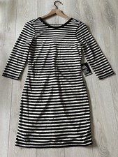 NWT Express Black White Striped Sequined 3/4 Sleeve Sheath Knit Dress Sz SP