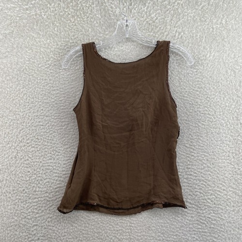 Y2K Vintage Anthropologie Seide Mesh Top mittelbraun Pailletten Boho Fee Grunge - Bild 2 von 9