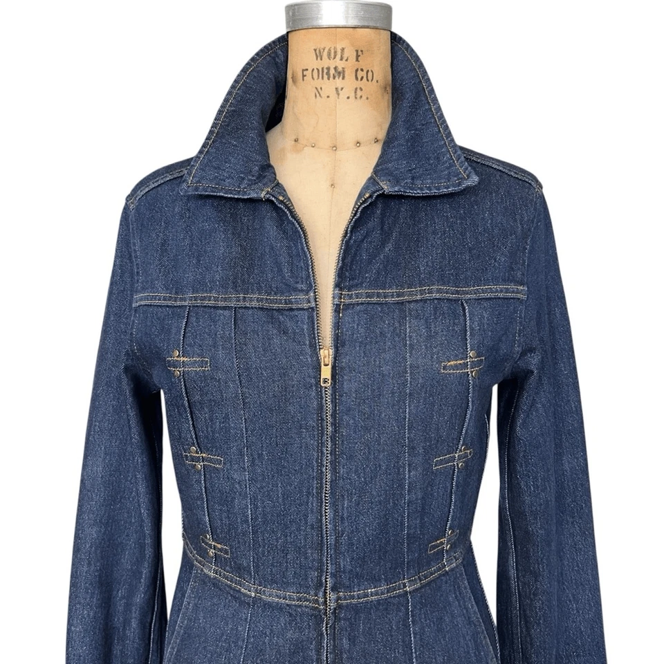 Vestido vaquero enjuagado vintage con marco talla S Foto 2 de 4