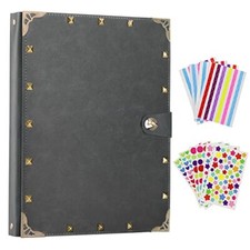 Leather Scrapbook 8.5x11 inch Photo Album 60 Pages Vintage Scrap Book Travell...