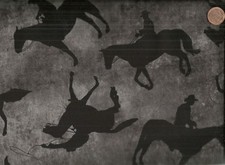 Best of the West gray black cowboys horses Benartex western fabric