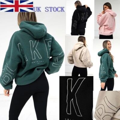 Damen-Sweatshirt Outdoor-Druck Hoodie Kapuze Freizeit Sport Oberteil Pullover locker UK