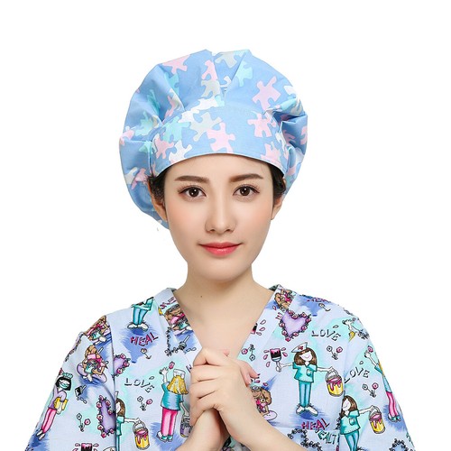 Surgical Scrub Cap Doctor Nurse Adjustable Cotton Bouffant Hat Elastic HeadCover - Picture 225 of 255