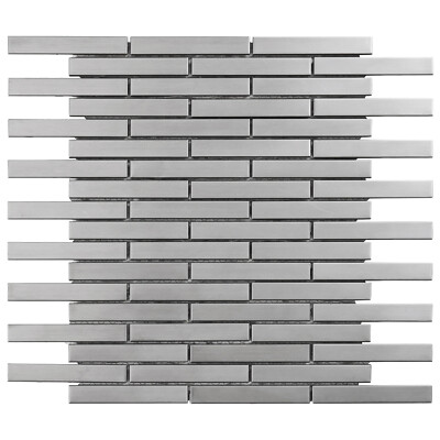 Brushed Nickle Stainless Steel Metal Metallic Mosaic Tile Kitchen Backsplash