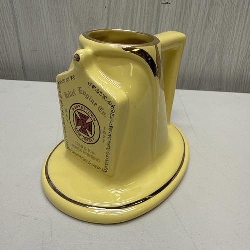 1977 Moorestown New Jersey Fire Engine Co. Yellow Mug Stein Ceramic