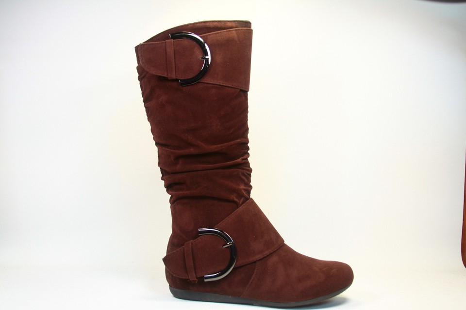 Women's Cute Slouch Comfort Casual Flat Heel Mid Calf Round Toe Boot