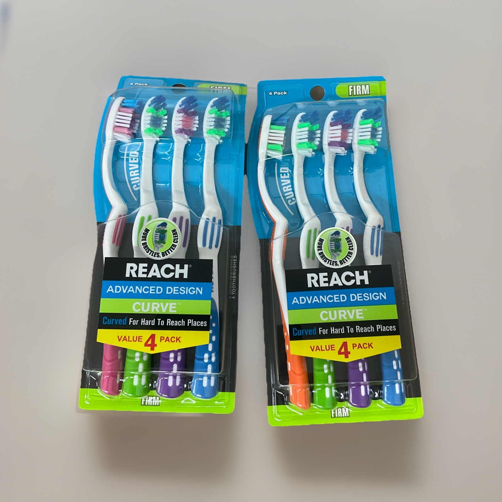 REACH Advanced Design Adult Toothbrush, Curved Firm , 4 Coun