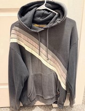 Aviator Nation Faded Charcoal 5-Stripe Sweatshirt, Size Small,