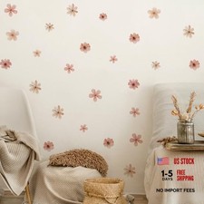 Flower Wall Stickers, Boho Wildflower Wall Art, Removable Watercolor Flower