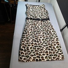 Ann Taylor Leopard Print Sheath Dress Size 6 Sleeveless Boat Neck Ribbon Waist