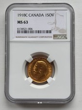 1918C  MS63 Gold Sovereign Ottawa Canada, George V