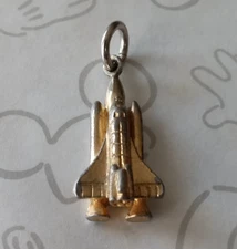 NASA Space Shuttle 3D Pendant Charm Gold Tone Vintage Souvenir