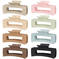 8 Pcs Large Hair Claw Clips, Non-Slip Square Matte Banana Clips for Thick Hair