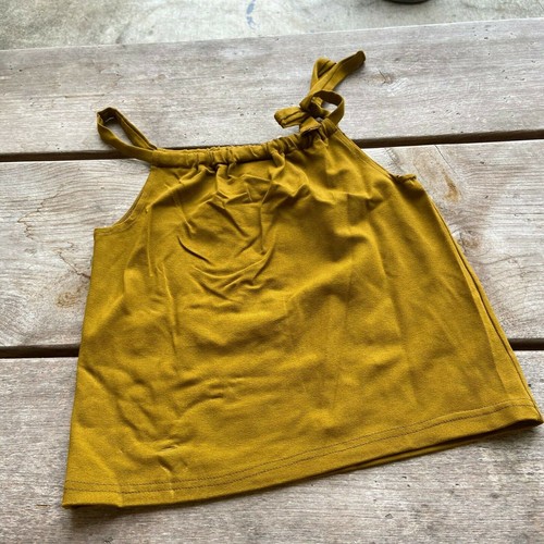 Owl's & Bat's Girls Tank Top Size 4 Stretchy Knit Brown Shoulder Ties NEW - Picture 5 of 6