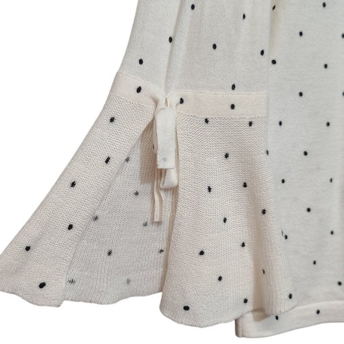 LOFT Cream Polka Dot V Neck Lightweight Bell Cuffed Sweater Size L - Picture 4 of 6