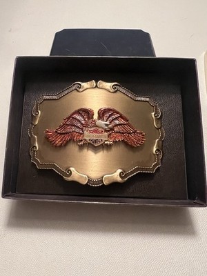 Harley Davidson 75th Anniv Brown Screaming Eagle Shield Belt Buckle 1978 USA NIB