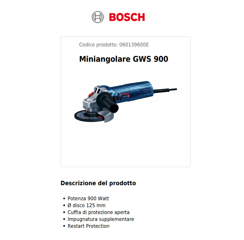 Smerigliatrice Bosch GWS 900 Professional 125 mm 900W Flessibile Blu