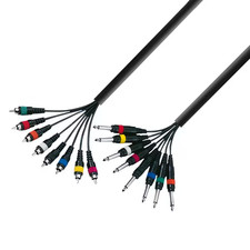 Image of 8 Way 6.35mm Mono Jack to RCA Male Plug Audio Snake Lead Loom 3m
