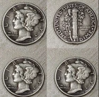 3PC 1916-D Mercury Dime Low production in the first year As shown in the figure