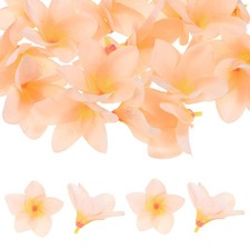 20-Pack Artificial Plumeria Flower Heads, 2.4" Fake Plumeria Flowers, Champagne