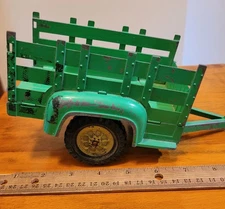 Vintage Hubley #800 Stake Rack Farm Trailer Green & Yellow-Made in the USA~READ