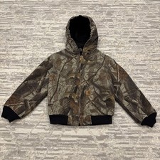 Vintage Carhartt RealTree Camo Hoody Canvas Jacket Kids Medium 8 Full Zip Rare
