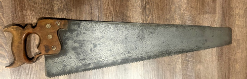 Antique 1850-1860s 28" H. Disston 4ppi Rip saw w/ Original split nut hardware