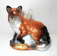Old World Christmas Hand Blown Glass Ornament Fox, 3 1/4" x 3 1/2", OWC Tag