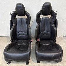 2024 C8 Corvette 3lt Oem Left Right Sport Carbon Yellow Stitch Blk Leather Seats