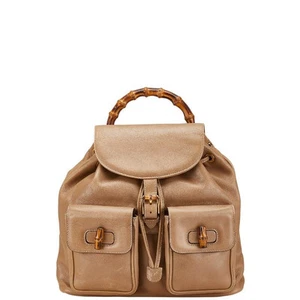 Sac à dos Gucci bambou 0031998 cuir beige femme authentique du Japon.