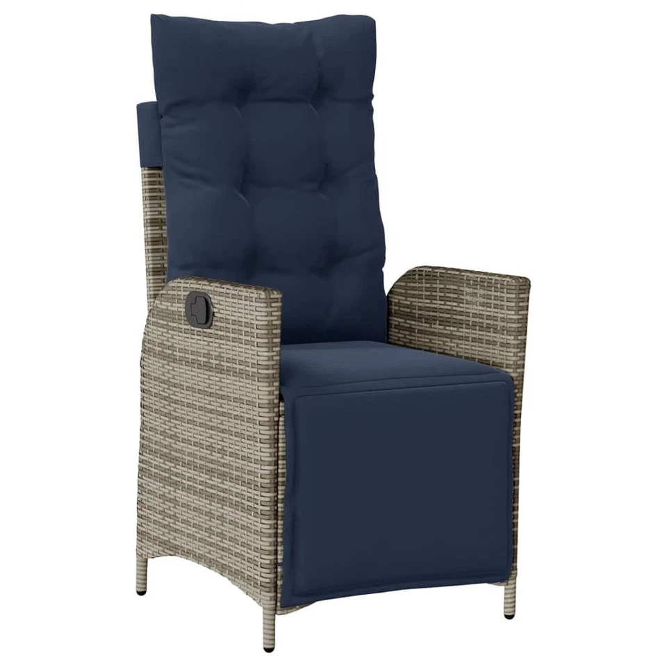 Silla de jardín reclinable gris PE ratán, acero con recubrimiento en polvo, poliéster Foto 4 de 4