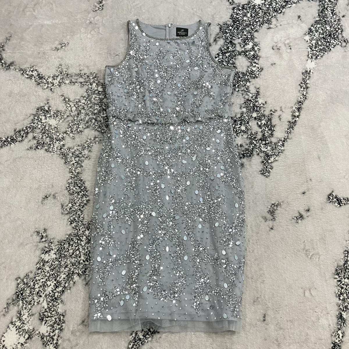 Adrianna Papell Beaded Sequin Cocktail Dress Gray Sleeveless Womens Size 8 | eBay Adrianna Papell Beaded Sequin Cocktail Dress Gray Sleeveless Womens Size 8 | eBay