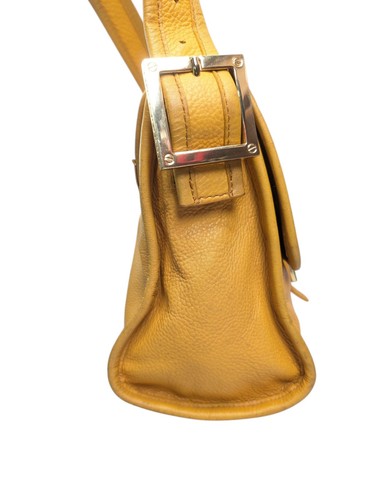 Vintage Tory Burch Gareth Bag Golden Yellow Pebble Leather Logo Magnetic - Picture 10 of 23
