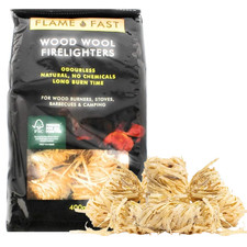 Wood Wool Firelighters Natural Wax Long Burning Fires BBQ Long Flamefast