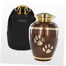 Small Pet Urn for Dogs and Cats Ashes, Paws Print Small Up to 17 Lbs Brown
