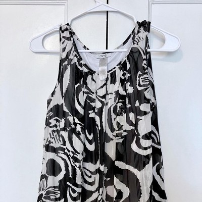 CHIC CACHE BLACK & WHITE SHEER TANK