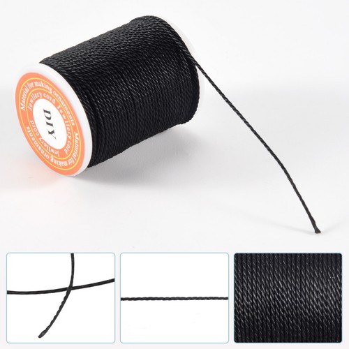 (R)1 Rolle Schwarze Wachs-Linie Baumwollhalskette Korne Schnur G9L27082 - Afbeelding 2 van 4