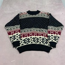 Vintage Knitted Jumper Abstract Patterned Knit Sweater Men's M