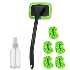Car Windshield Cleaner Tool Microfiber Window Cleaning With 5 Reusable Towel Pad