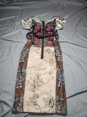 Byron Lars x Anthropologie  Bequile  patchwork dress Size 0 Stained Read