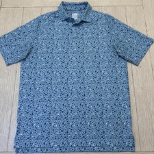 Callaway Polo Shirt Mens Medium Blue Opti-Dri Swing Tech Golf Print Performance