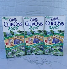 Vintage 1995 Glade Clip Ons Gel Refill Natural Springs Scented Lot of 3