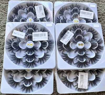  Full Volume Black Strip False Eyelashes Multipack 8D001 Strip Lashes lot of 6