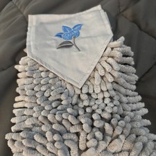 Norwex Chenille Hand Towel Grey Blue Flower BacLock Microfiber Hanging Towel