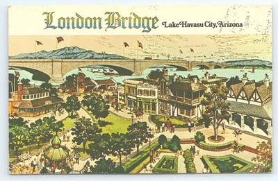 Postcard London Bridge Lake Havasu City Arizona Artist Rendering