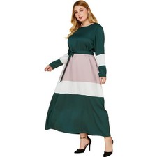  Plus Size Women's Color Matching Dresses